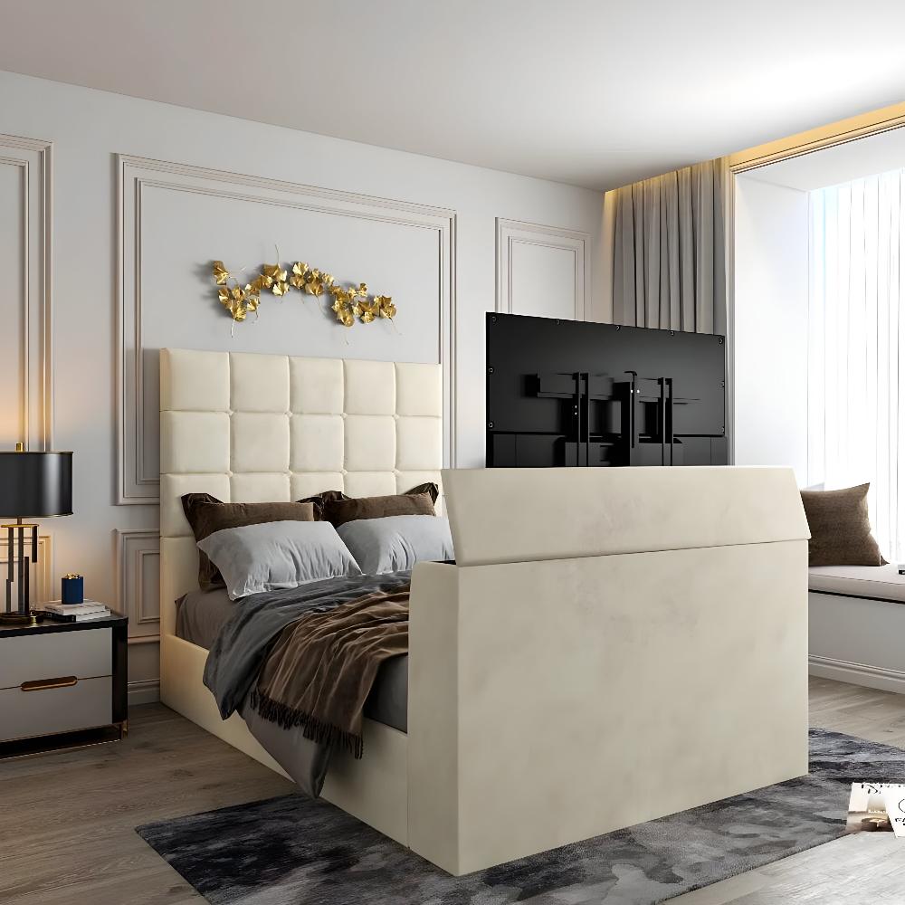 The Cubek TV Bed Frame blends style and function, making it a standout piece in a modern bedroom.