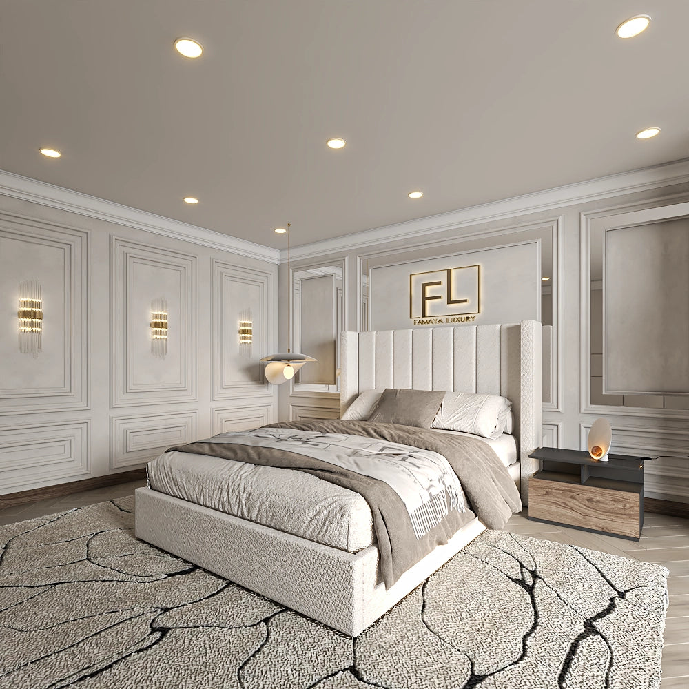 The Manhattan lined | wingback bed frame