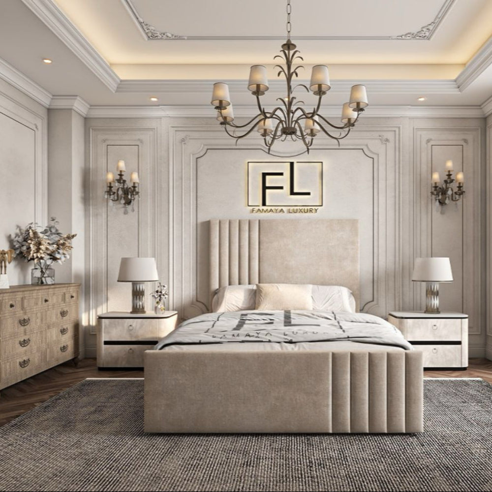 Luxurious bedroom with The Pirelli bed and elegant decor.