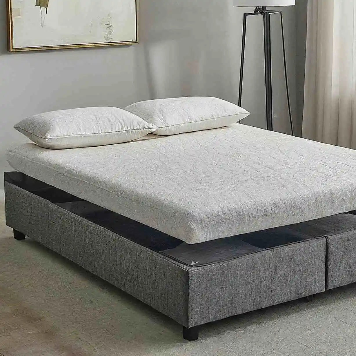 Enjoy hidden storage with a side opening ottoman bed