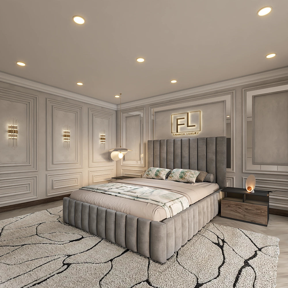 Luxury bedroom with The Elysium bed frame and elegant furnishings.